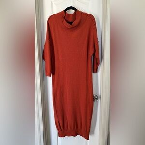 NWOT Free People Rust Orange Midi Sweater Dress Sz M
